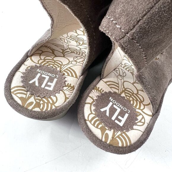 FLY London Yaba 702 Fly Platform Brown Suede Wedge Sandals - Picture 8 of 10